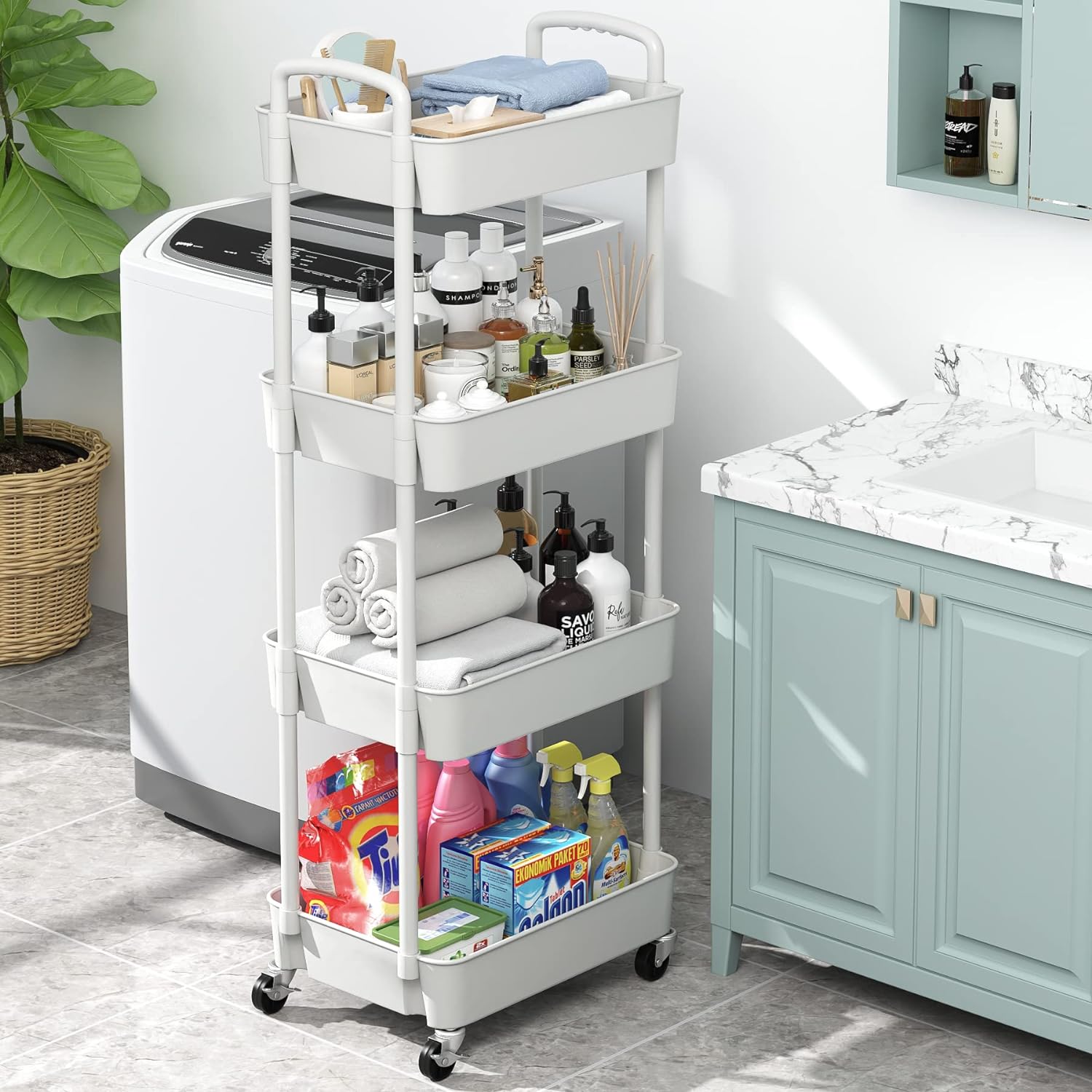 Plastic Rolling Utility Cart, Storage Trolley, Movable Storage Organizer, Storage Cart -3 Tier Plastic Rolling Utility Cart, Storage Trolley, Movable Storage Organizer, Storage Cart -3 Tier